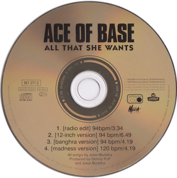 Ace Of Base : All That She Wants (CD, Single)