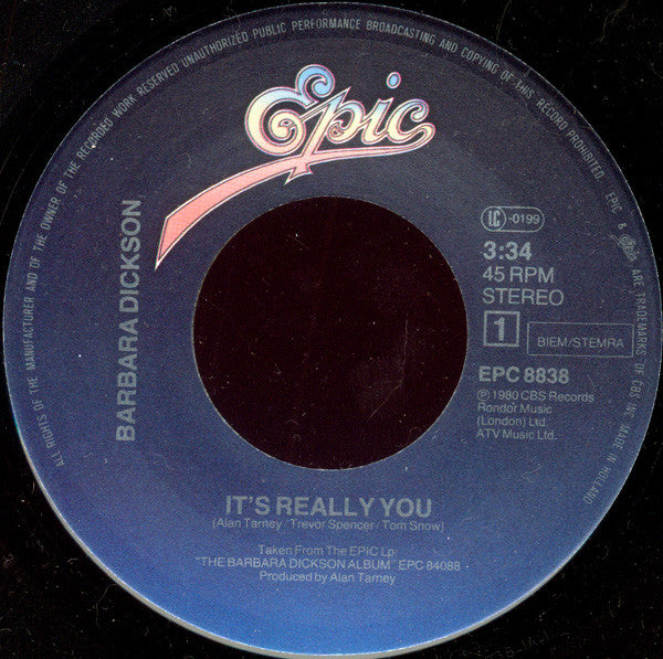 Barbara Dickson : It's Really You (7", Single, Tex)