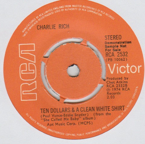 Charlie Rich : She Called Me Baby (7", Promo)