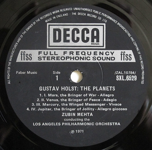 Holst*, Los Angeles Philharmonic*, Zubin Mehta : The Planets (LP)