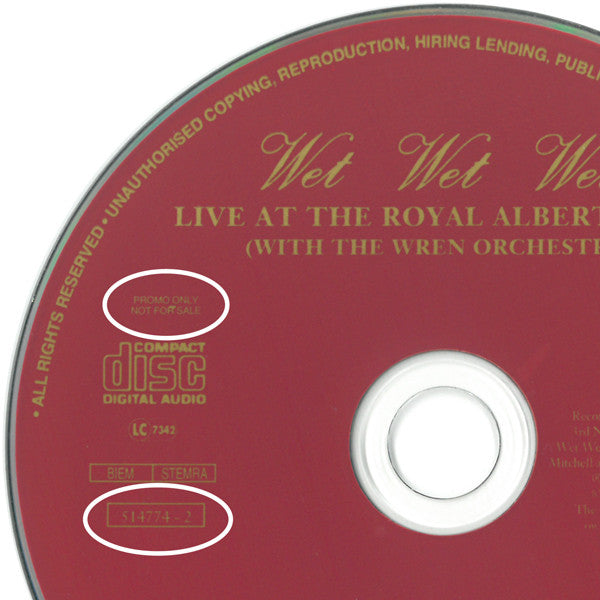 Wet Wet Wet with The Wren Orchestra : Live At The Royal Albert Hall (CD, Album, Promo)