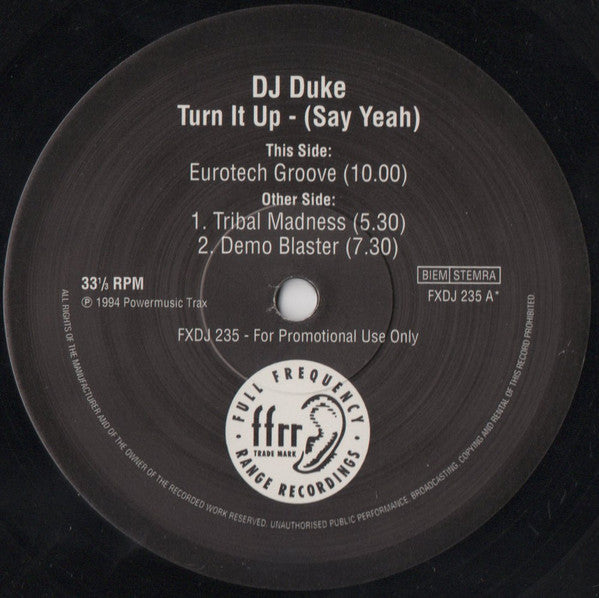 DJ Duke : Turn It Up - (Say Yeah) (2x12", Promo)