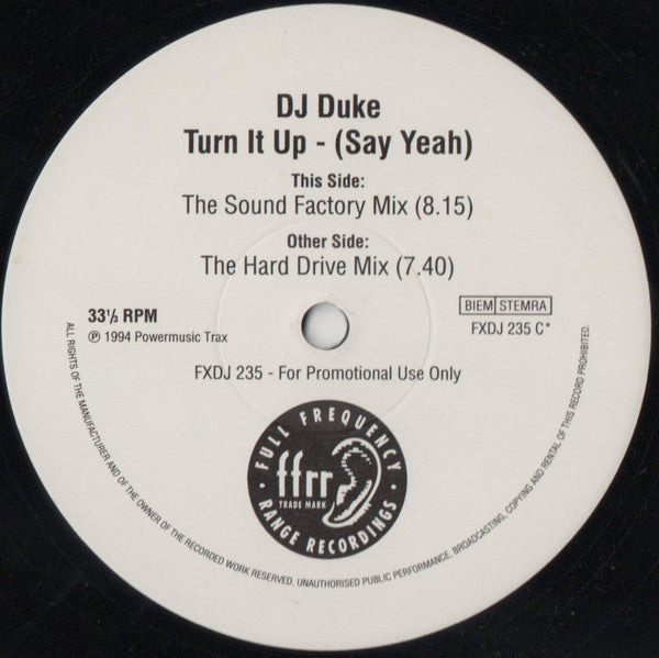 DJ Duke : Turn It Up - (Say Yeah) (2x12", Promo)