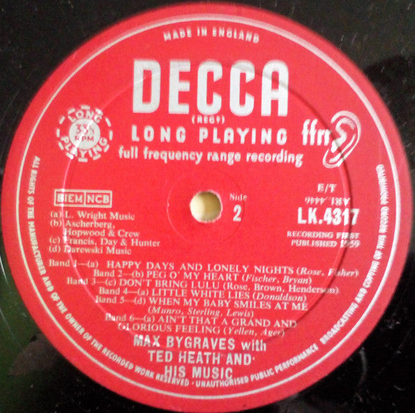 Max Bygraves With Ted Heath And His Music : Max And Ted The Hits Of The Twenties (LP, Album, Mono)