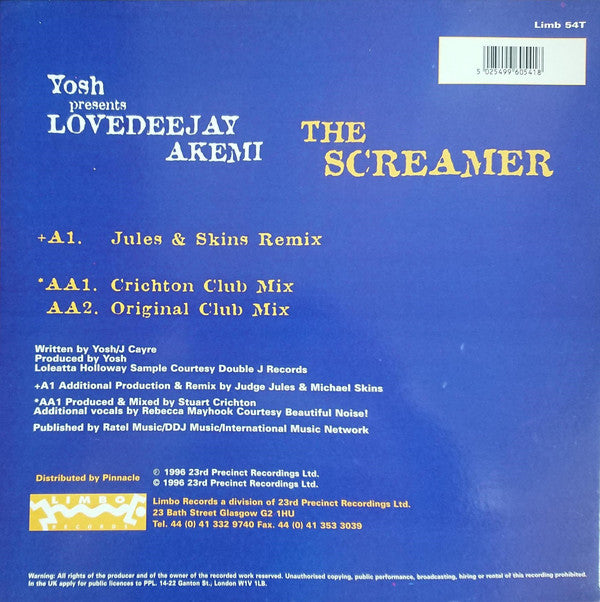 Yosh Presents Lovedeejay Akemi : The Screamer (12", Single)