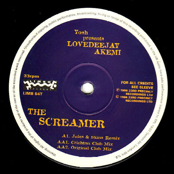 Yosh Presents Lovedeejay Akemi : The Screamer (12", Single)