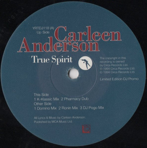 Carleen Anderson : True Spirit (The Remixes) (12", Single, Ltd, Promo)