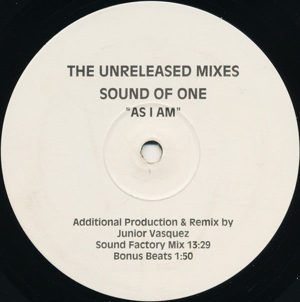 Sound Of One : As I Am (The Unreleased Mixes) (12")