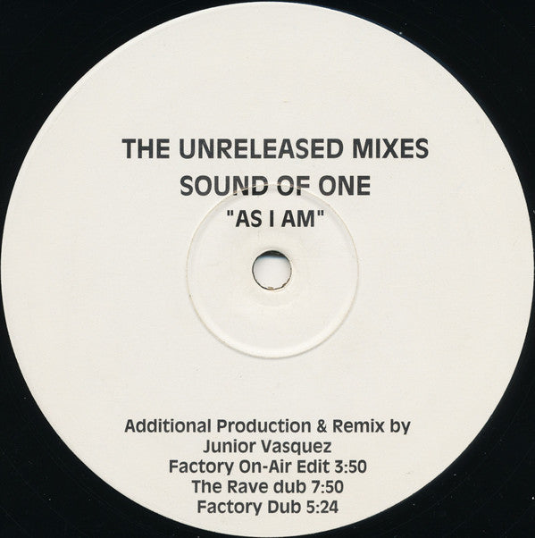 Sound Of One : As I Am (The Unreleased Mixes) (12")