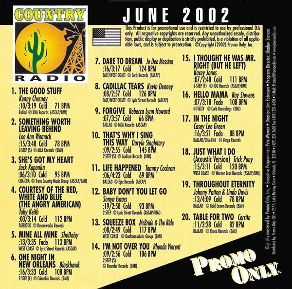 Various : Promo Only Country Radio: June 2002 (CD, Comp, Promo)