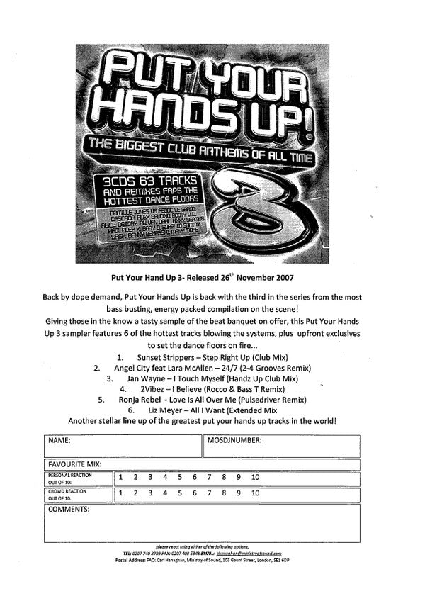 Various : Put Your Hands Up! 3 Sampler (CDr, Smplr)