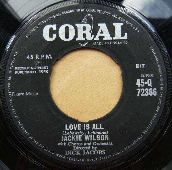 Jackie Wilson : That's Why (I Love You So) / Love Is All  (7")