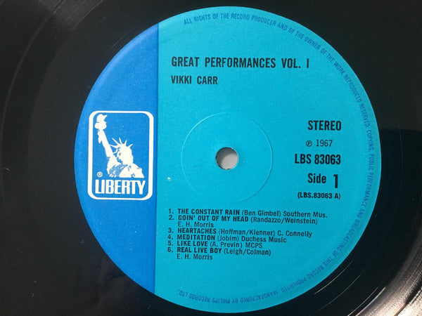 Vikki Carr : Great Performances Vol. 1 (LP, Album, Comp)
