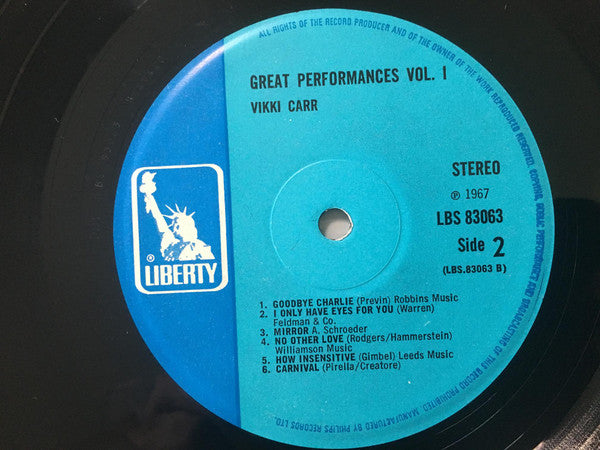 Vikki Carr : Great Performances Vol. 1 (LP, Album, Comp)