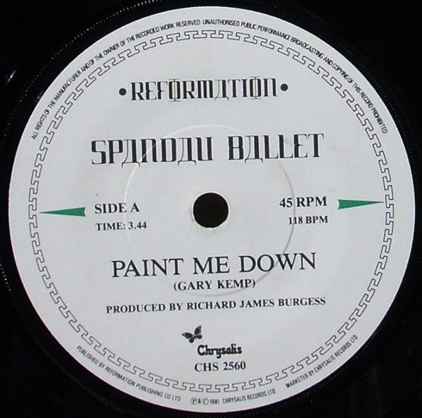 Spandau Ballet : Paint Me Down (7", Single, Pap)