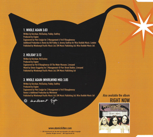 Atomic Kitten : Whole Again (CD, Maxi, Single)