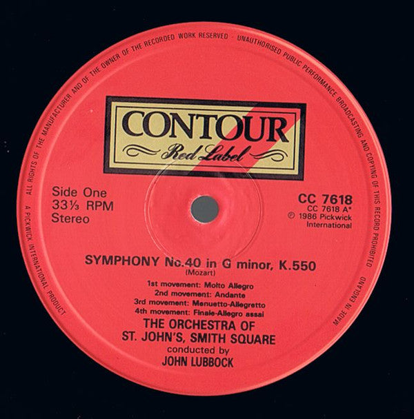 Wolfgang Amadeus Mozart & Joseph Haydn, The Orchestra Of St. John's, John Lubbock : Symphony No. 40 In G Minor, K. 550 (Mozart), Symphony No. 44 In E Minor 'Trauer' (Haydn) (LP)