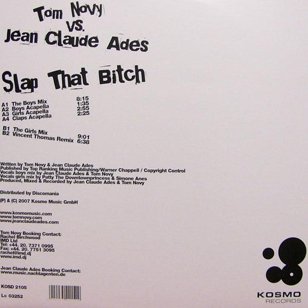 Tom Novy vs. Jean-Claude Ades : Slap That Bitch (12")