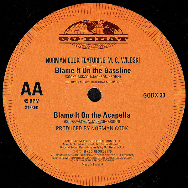 Norman Cook : Won't Talk About It / Blame It On The Bassline (12")