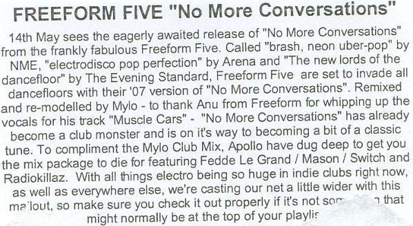 Freeform Five : No More Conversations (CDr, Promo)