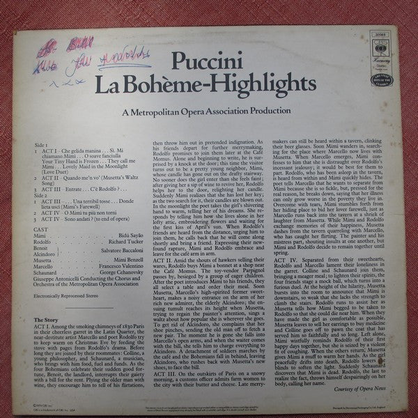 Puccini*, Metropolitan Opera Association*, Various : La Bohème - Highlights (LP, Album)