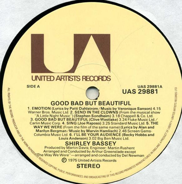 Shirley Bassey : Good, Bad But Beautiful (LP, Album)