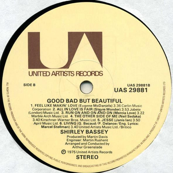 Shirley Bassey : Good, Bad But Beautiful (LP, Album)