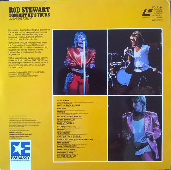 Rod Stewart : Tonight He's Yours (Laserdisc, 12", Album, PAL)