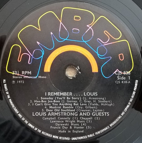 Louis Armstrong : I Remember... Louis (LP, Comp)