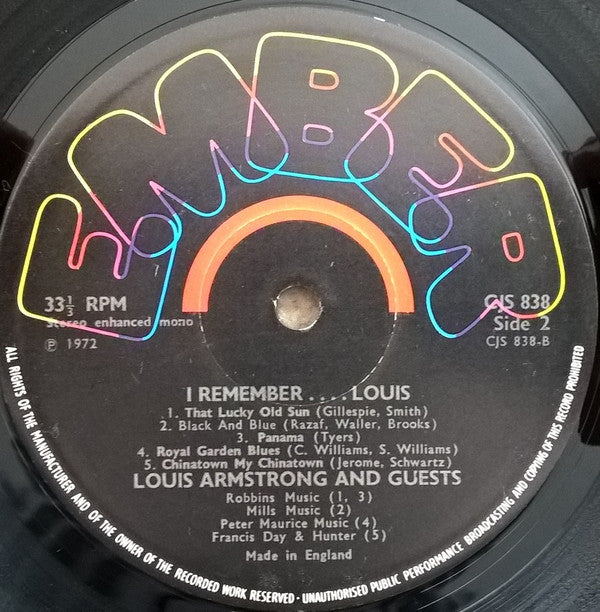 Louis Armstrong : I Remember... Louis (LP, Comp)