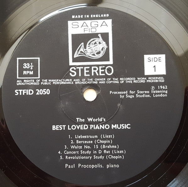 Paul Procopolis : The Worlds Best-loved Piano Music (LP)