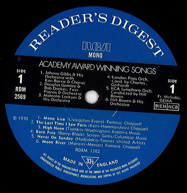 Various : Academy Award Winning Songs (LP, Comp, Mono)