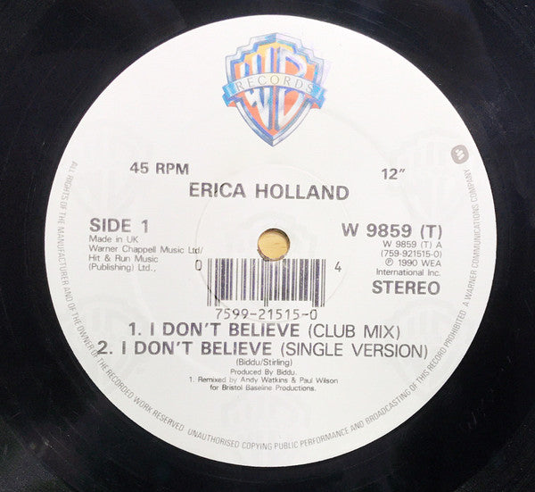 Erica Holland : I Don't Believe (12", Single)