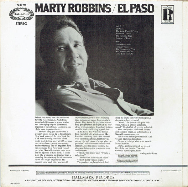 Marty Robbins : El Paso (LP, Comp)