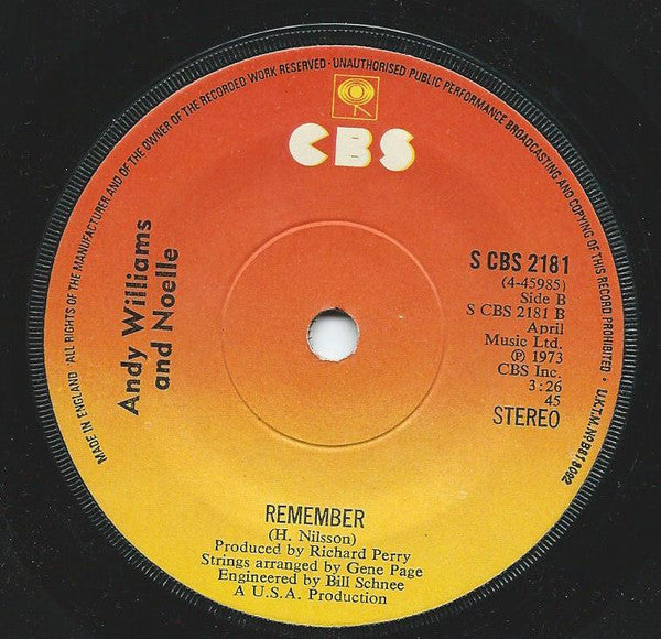 Andy Williams : Getting Over You (7", Single, Sol)