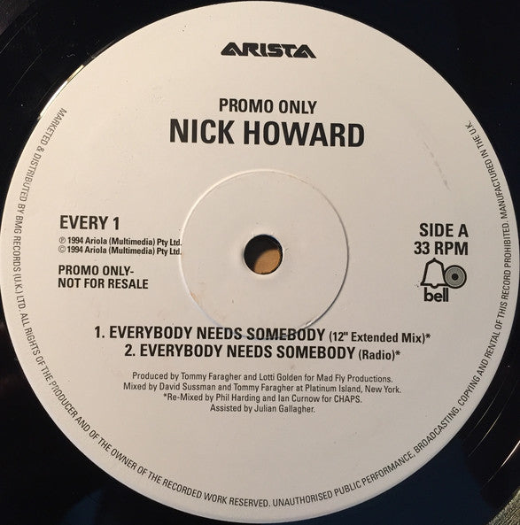 Nick Howard (2) : Everybody Needs Somebody (12", Promo)