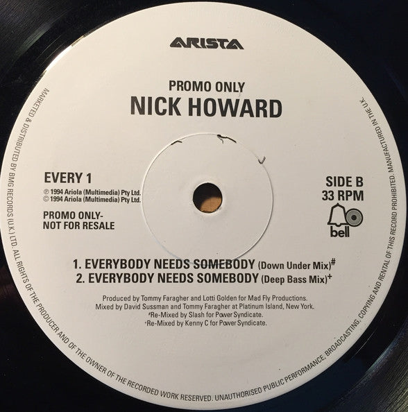 Nick Howard (2) : Everybody Needs Somebody (12", Promo)