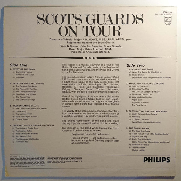 The Regimental Band Of The Scots Guards, Pipes And Drums Of The Scots Guards : Scots Guards On Tour (LP, Album)