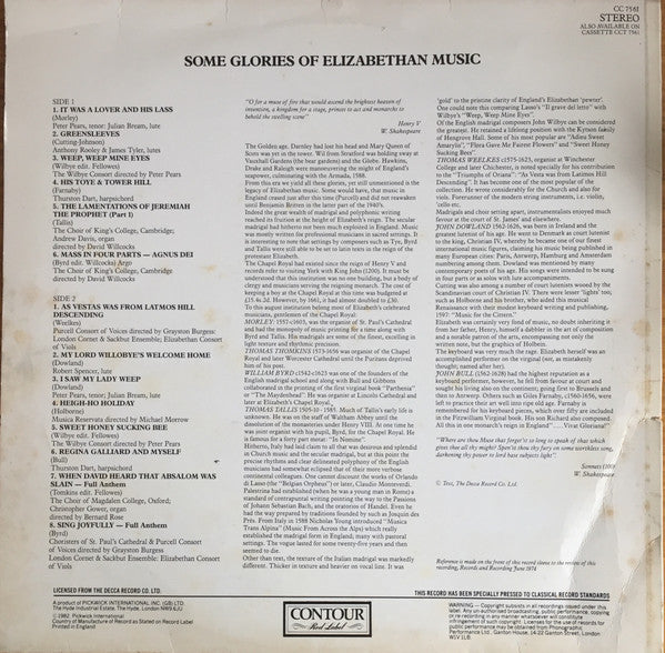 Various : Some Glories Of Elizabethan Music (LP, Comp)