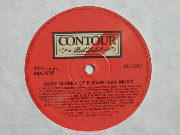Various : Some Glories Of Elizabethan Music (LP, Comp)