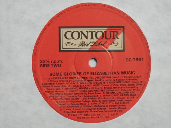 Various : Some Glories Of Elizabethan Music (LP, Comp)