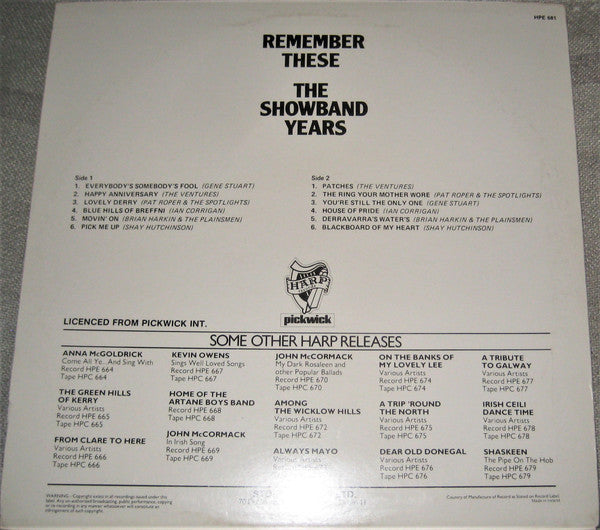 Various : Remember These - The Showband Years  (LP, Comp)