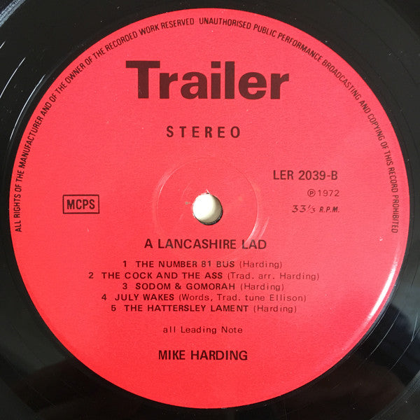 Mike Harding (2) : A Lancashire Lad (LP, Album, Red)