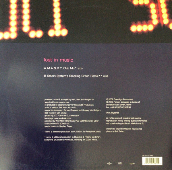 Wackside Feat. Sister Sledge : Lost In Music (Remixes) (12")