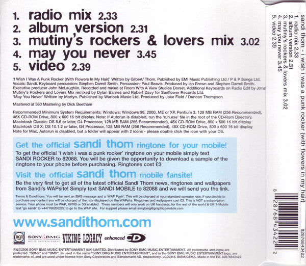 Sandi Thom : I Wish I Was A Punk Rocker (With Flowers In My Hair) (CD, Maxi, Enh)
