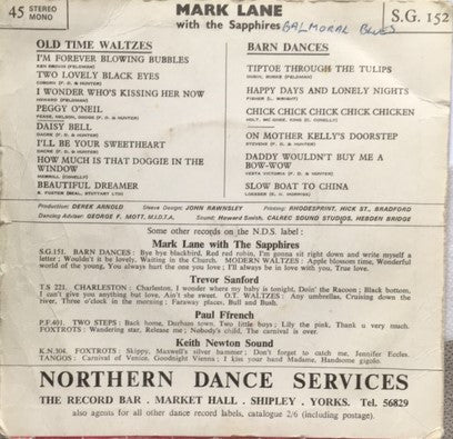 Mark Lane (6) With The Sapphires (5) : Sing A Long Volume Two (7", EP)