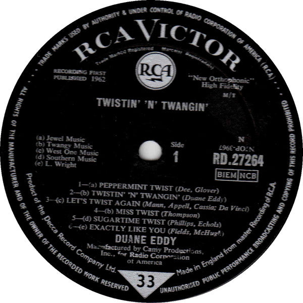 Duane Eddy : Twistin' 'N' Twangin' (LP, Album, Mono, RP)
