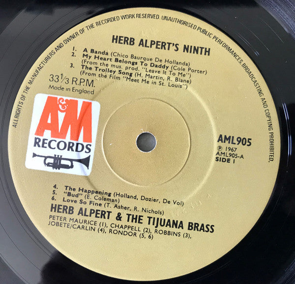 Herb Alpert & The Tijuana Brass : Herb Alpert's Ninth (LP, Album, Mono)