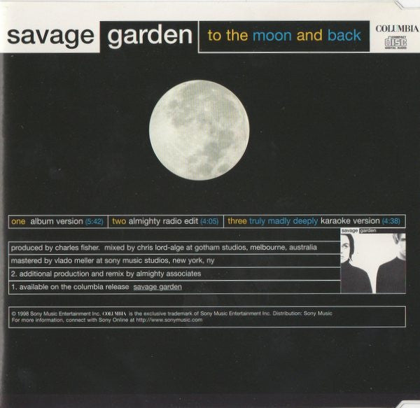 Savage Garden : To The Moon And Back (CD, Single, RE)