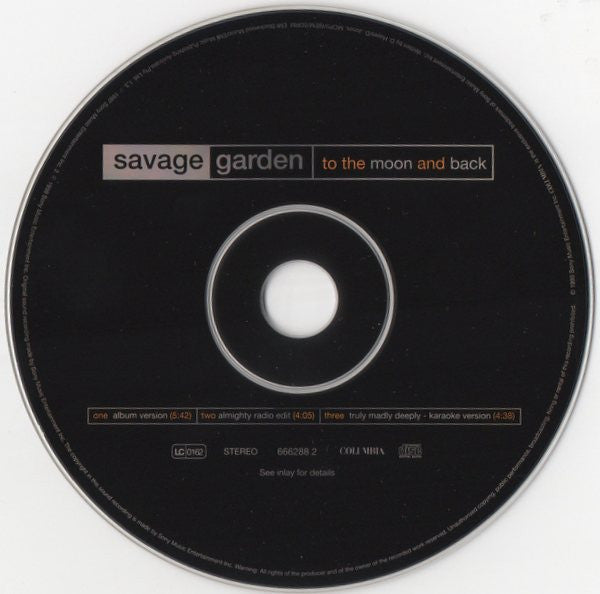 Savage Garden : To The Moon And Back (CD, Single, RE)